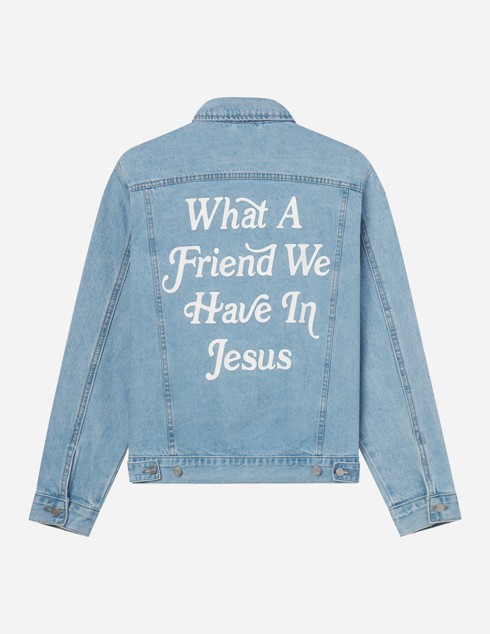 What a Friend In Jesus Denim Jacket by Elevated Faith