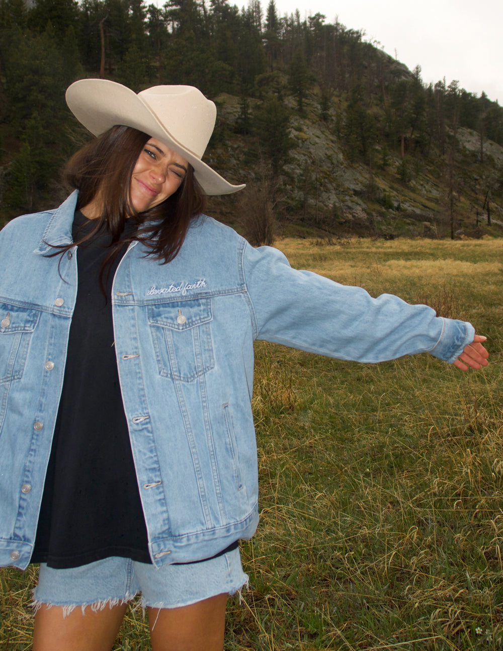 What a Friend In Jesus Denim Jacket by Elevated Faith