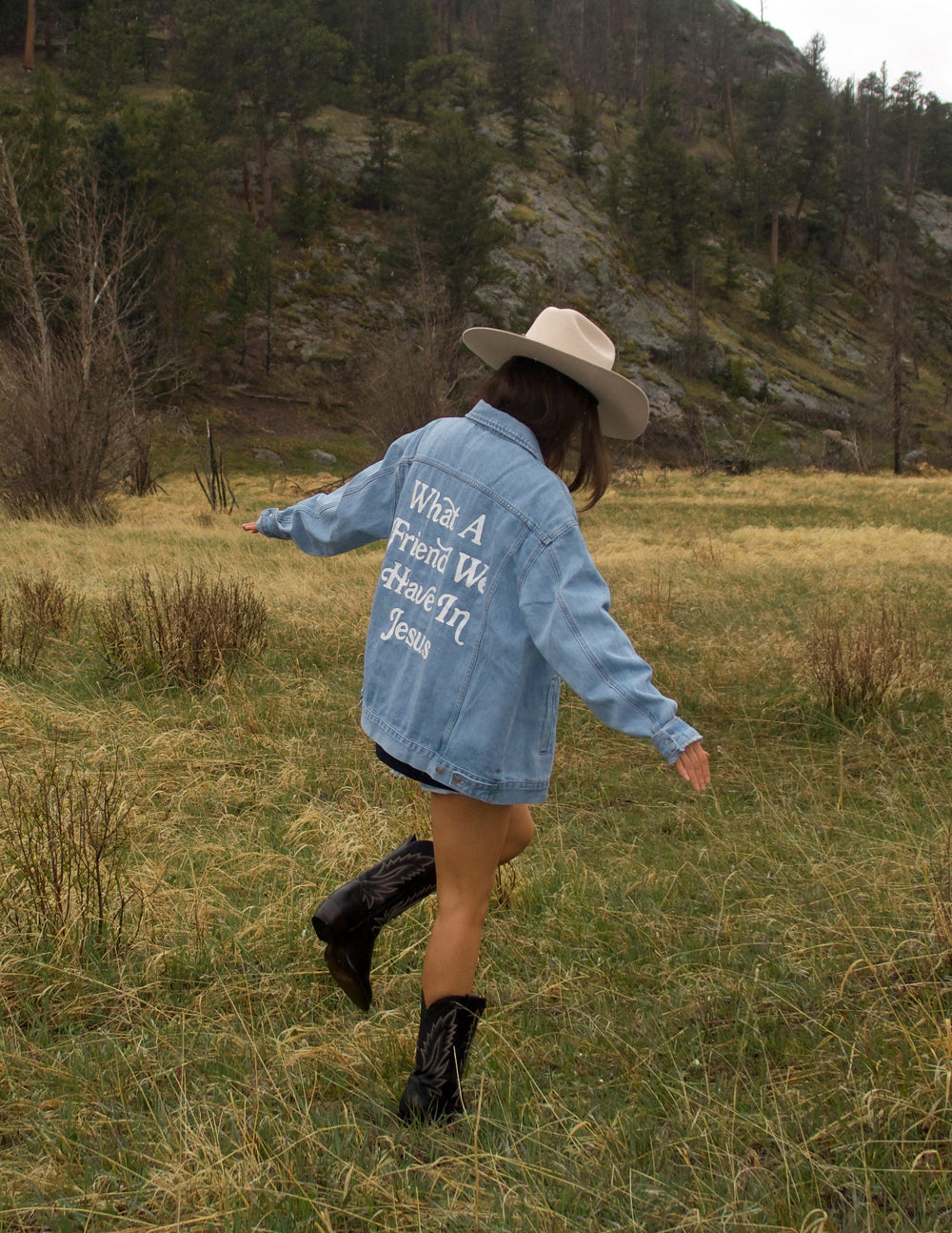 What a Friend In Jesus Denim Jacket by Elevated Faith