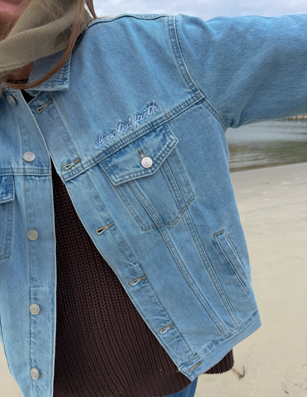 What a Friend In Jesus Denim Jacket by Elevated Faith