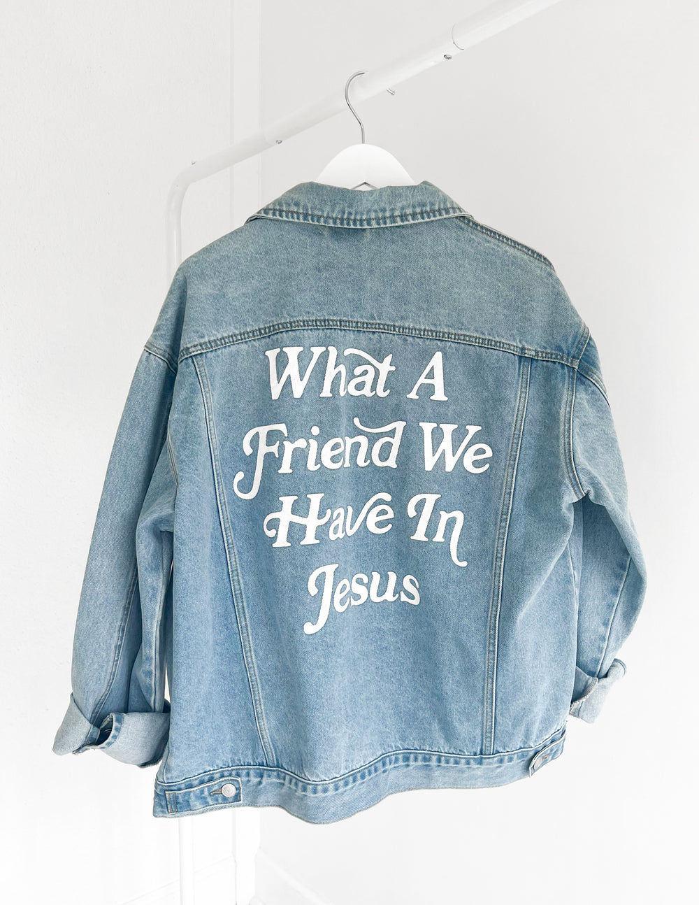 What a Friend In Jesus Denim Jacket by Elevated Faith