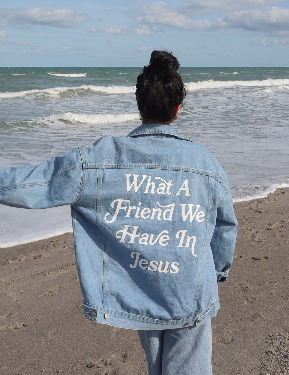 What a Friend In Jesus Denim Jacket by Elevated Faith