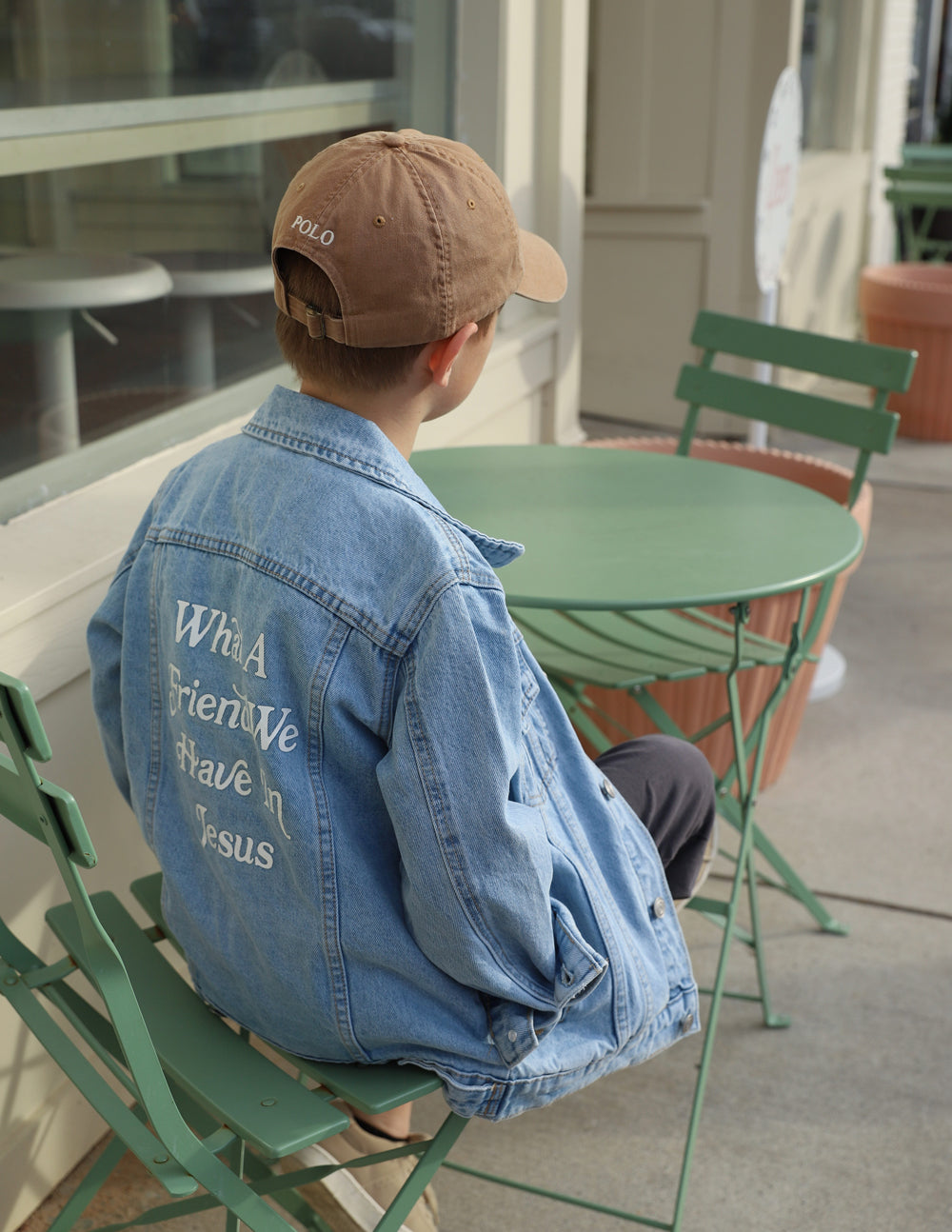 What a Friend in Jesus Kids Denim Jacket by Elevated Faith