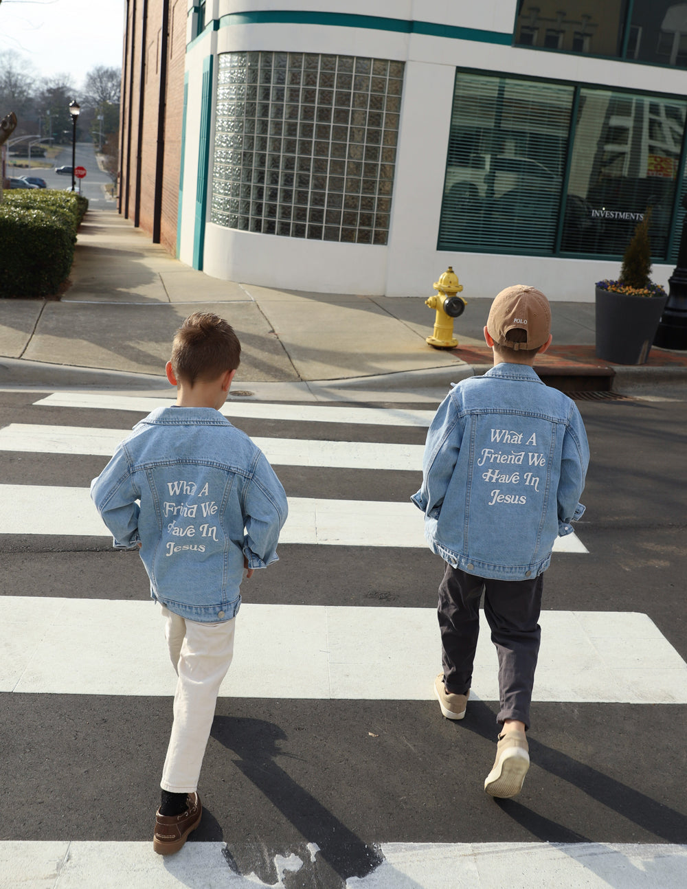 What a Friend in Jesus Kids Denim Jacket by Elevated Faith