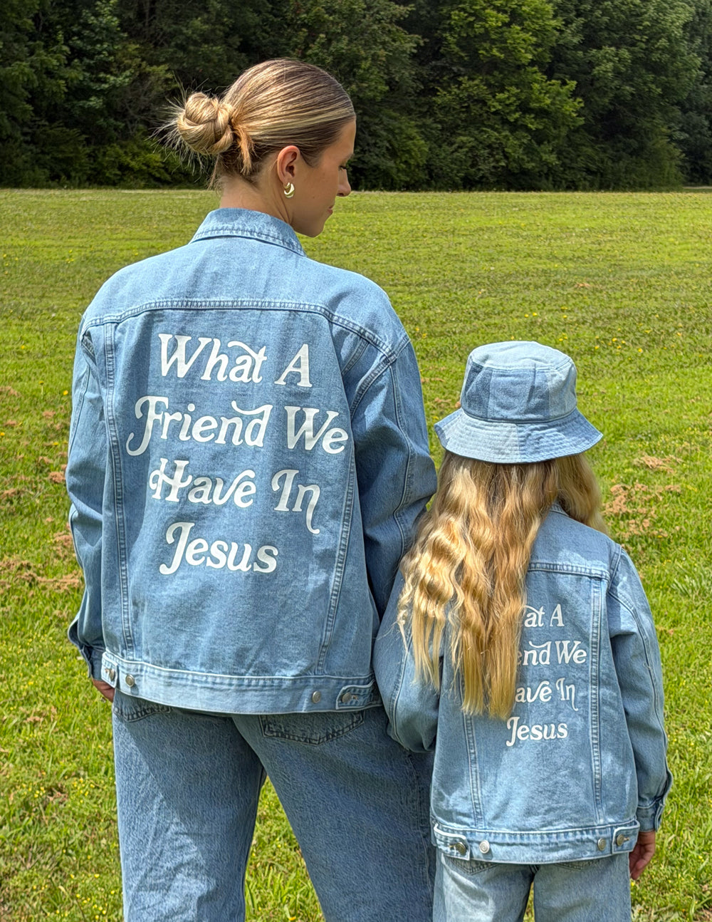 What a Friend in Jesus Kids Denim Jacket by Elevated Faith