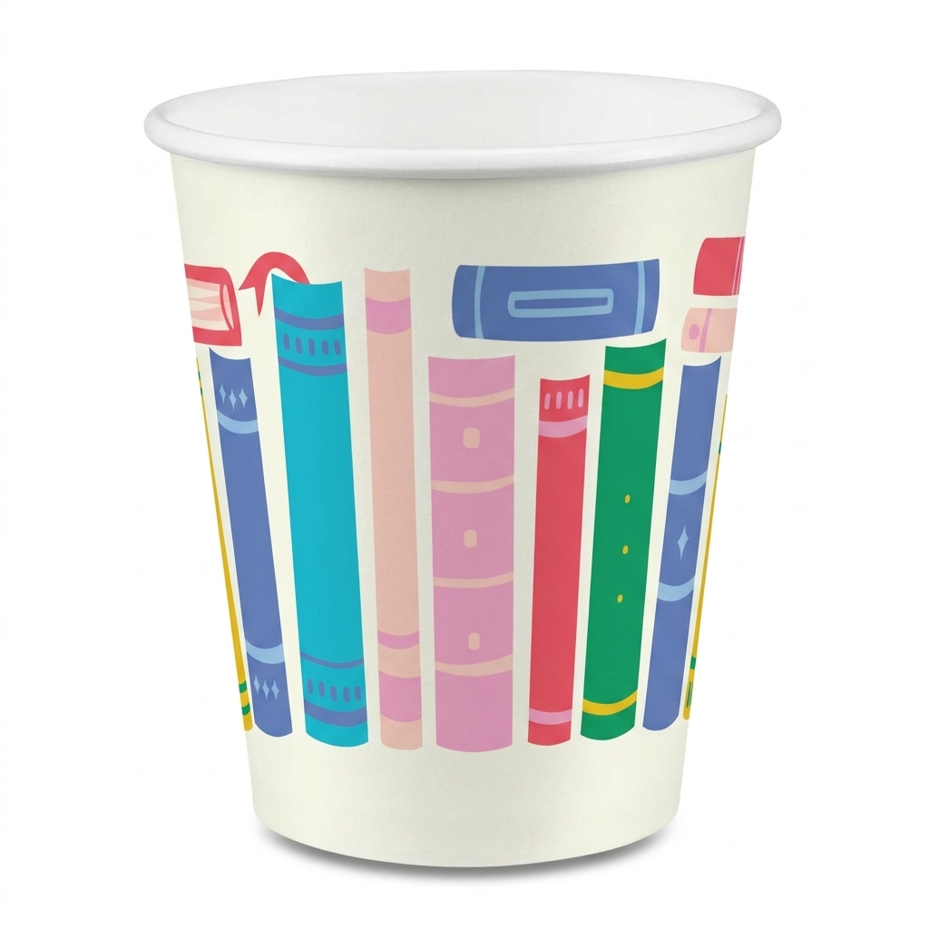 Bookworm Paper Cup x10