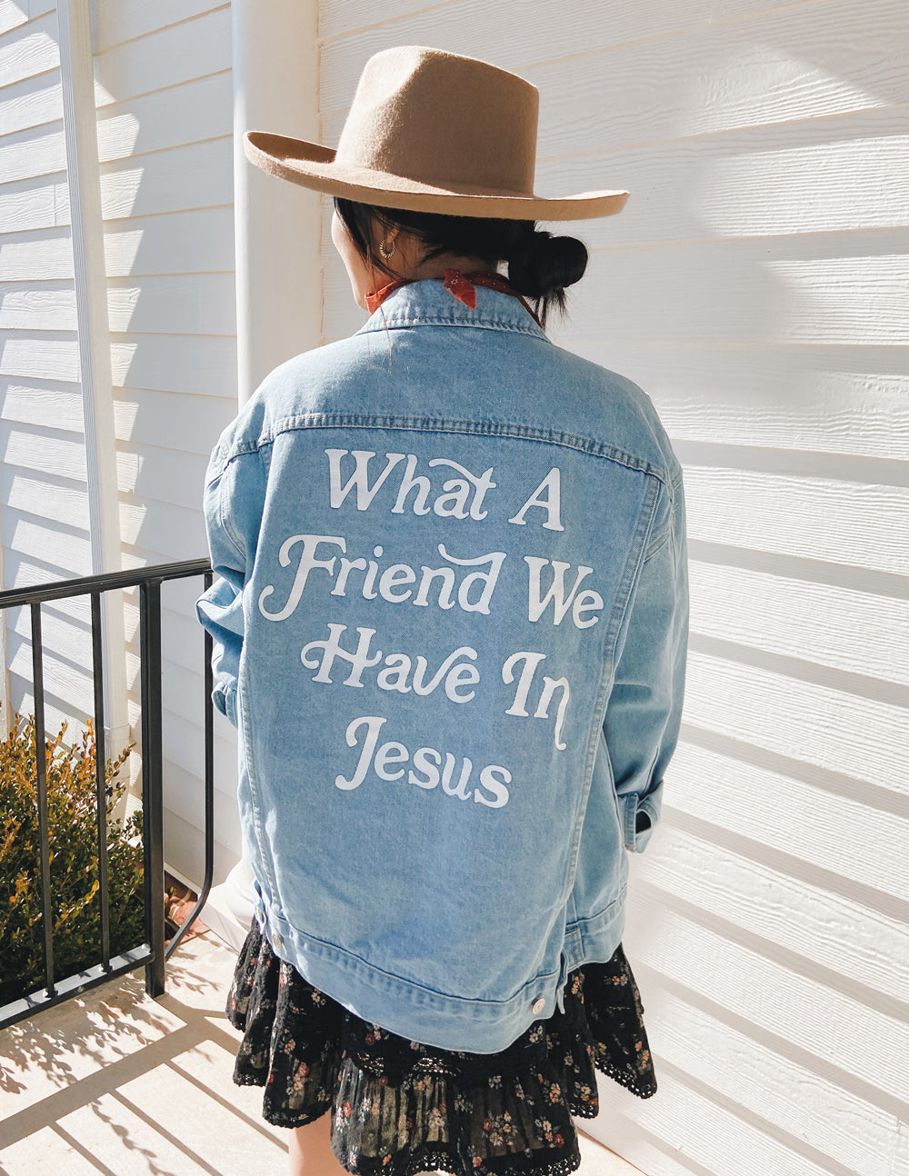 What a Friend In Jesus Denim Jacket by Elevated Faith