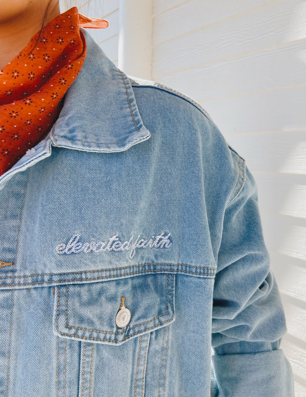 What a Friend In Jesus Denim Jacket by Elevated Faith
